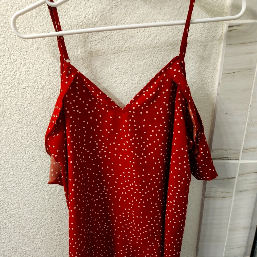 Red & White SHEIN Off the Shoulder Tank